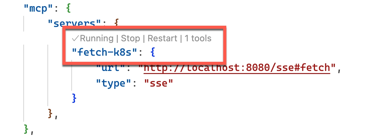 VS Code MCP running VS Code MCP running